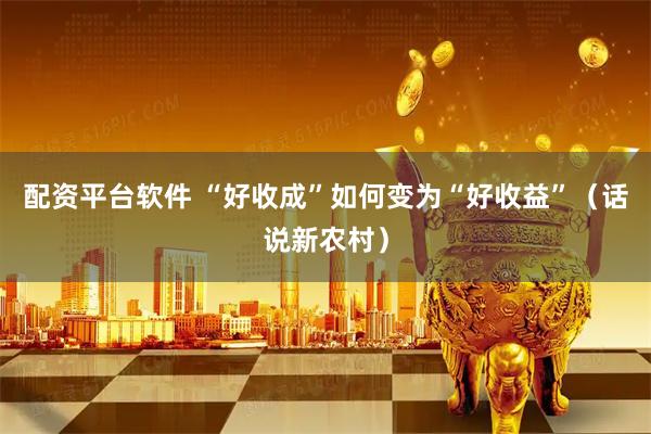 配资平台软件 “好收成”如何变为“好收益”（话说新农村）